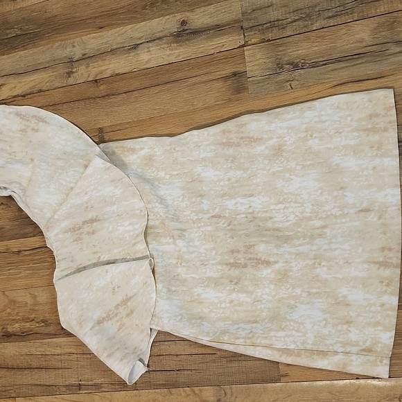 BCBGeneration Tan Cream Asymmetrical Ruffled Sheath Dress - Picture 3 of 9